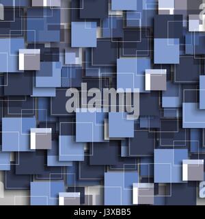 Squares with Drop Shadows -  Blue and Silver Grey Abstract Background Design Illustration in Editable Vector Format Stock Vector