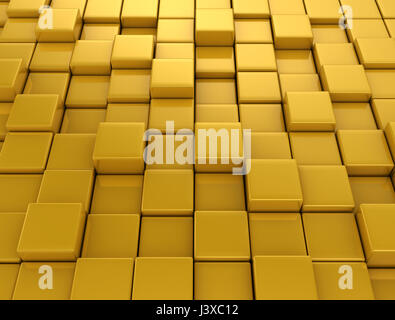 Orange Cube Blocks Wall Background. 3d Render Illustration Stock Photo