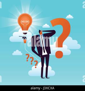 business concept illustration, suited man trying hard to come out with a best decision Stock Vector