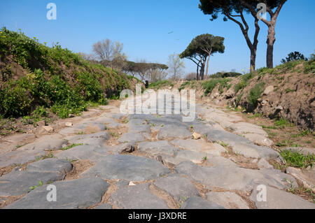 Ancient via Latina, Park of the Aqueducts (Parco degli Acquedotti), Rome, Lazio, Italy Stock Photo