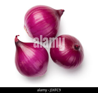 Red onions isolated on white background. Top view Stock Photo