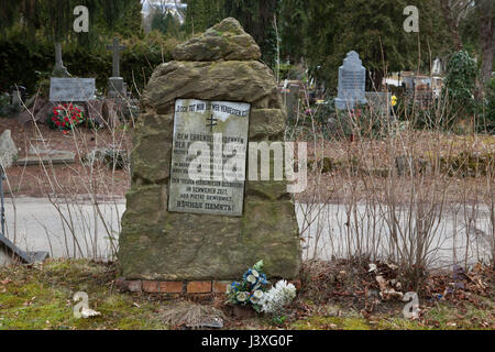Monument to Russian soldiers wounded in the Battle of Austerlitz on December 5, 1805 and then died in military hospitals in Brünn (Brno) on the ground of the Czech War Memorial at the Central Cemetery in Brno, Czech Republic. Stock Photo
