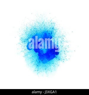 Abstract fire explosion, blue vivid color with sparks isolated on white background Stock Photo