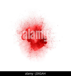 Abstract fire explosion, red color with sparks isolated on white background Stock Photo