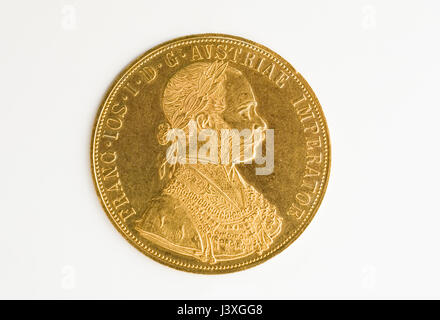 Gold Coin of Franz Joseph I Stock Photo