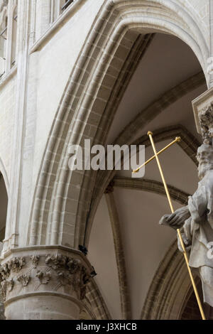 Figure of St Michael in the St Michael and St Gudula cathedral, Brussels, Belgium Stock Photo