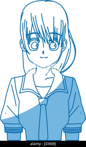 girl teenager anime manga character Stock Vector