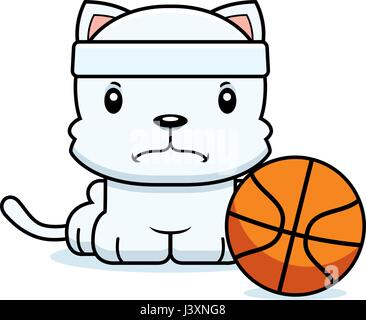 A cartoon basketball player kitten looking angry. Stock Vector