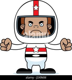 A cartoon race car driver sasquatch looking angry. Stock Vector
