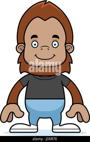 A cartoon sasquatch smiling. Stock Vector