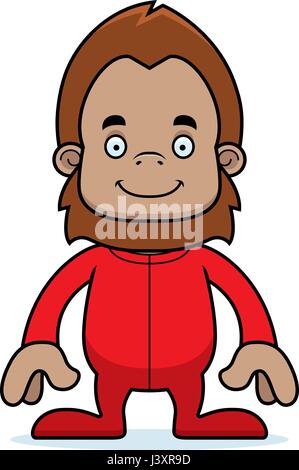 A cartoon sasquatch smiling in pajamas. Stock Vector