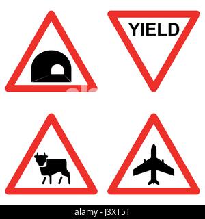 Traffic signs vector set on white background Stock Vector