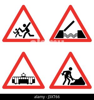 Traffic signs vector set on white background Stock Vector