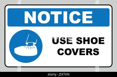 Use shoe covers sign. Protective safety covers must be worn, mandatory sign, vector illustration. Stock Vector