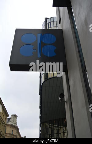 OPEC sign outside the headquarters of Organization of the Petroleum ...
