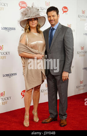 Jill Goodacre and Harry Connick Jr at Churchill Downs 143 Running of The Kentucky Derby on May 6, 2017 in Louisville, Kentucky (Photo By Steven Bullock/ThePhotoAccess.com Stock Photo