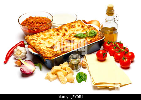 Classic Lasagna with bolognese and bechamel sauce Stock Photo