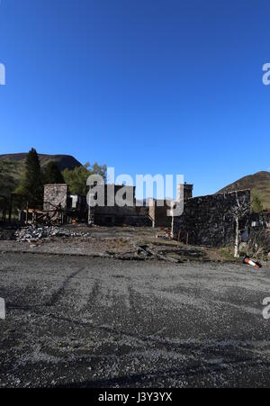 Remains of fire damaged Spittal of Glenshee Hotel Spittal of Glenshee Scotland  May 2017 Stock Photo