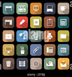 Workspace flat icons with long shadow, stock vector Stock Vector