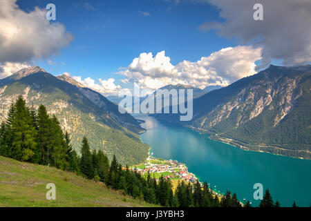 Mountain view from the top - Alpbach valley, Ski resort in Austria Stock Photo