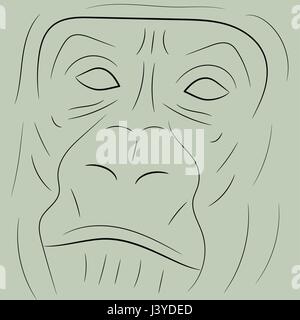 Simple gorilla portrait sketch or icon Stock Vector