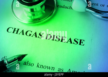 Chagas disease diagnosis written on a page. Stock Photo
