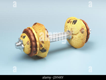 Gym weight make with cookies, diet Stock Photo