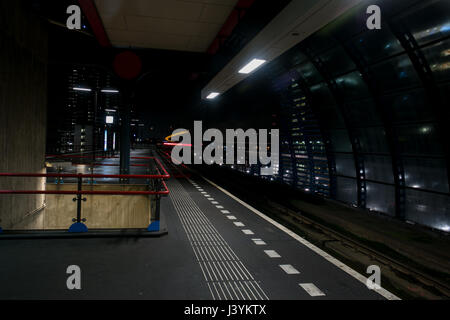 long exposure capture of train station in Amsterdam. Stock Photo