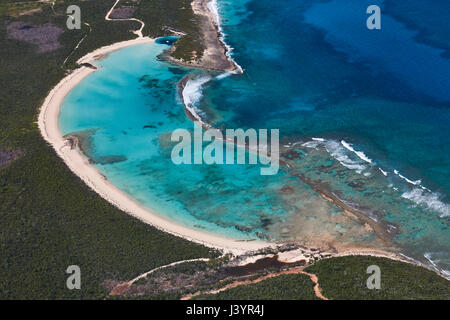 Dean's Blue Hole with beach aerial Stock Photo