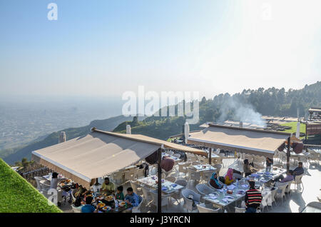 Islamabad from top of mountain & Monal Restaurant Pakistan Stock Photo