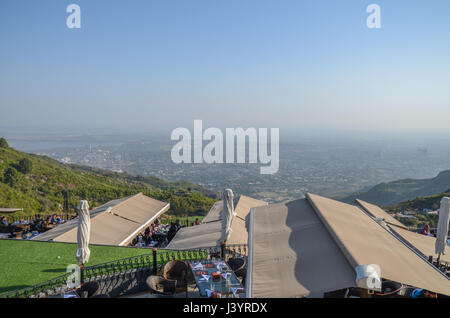 Islamabad from top of mountain & Monal Restaurant Pakistan Stock Photo