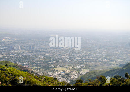 Islamabad from top of mountain & Monal Restaurant Pakistan Stock Photo