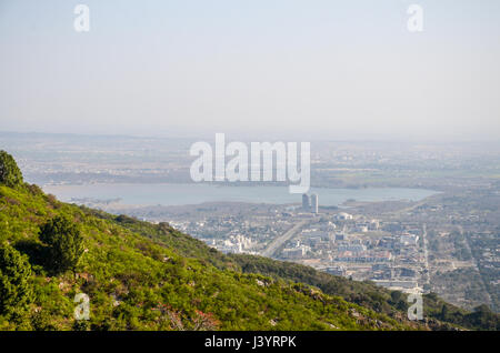 Islamabad from top of mountain & Monal Restaurant Pakistan Stock Photo