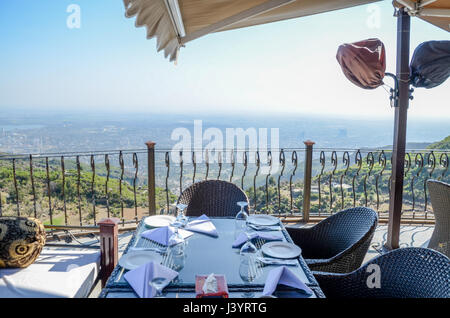 Islamabad from top of mountain & Monal Restaurant Pakistan Stock Photo