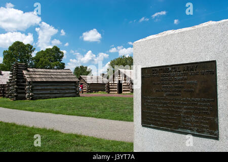 A marker describes which troops camped at this site during the winter camp of the Continental Army at Valley Forge, at the Valley Forge Nat. Park, PA. Stock Photo