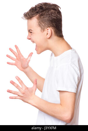 White t-shirt on teen boy Stock Photo