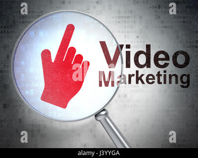 Advertising concept: Mouse Cursor with optical glass on digital ...