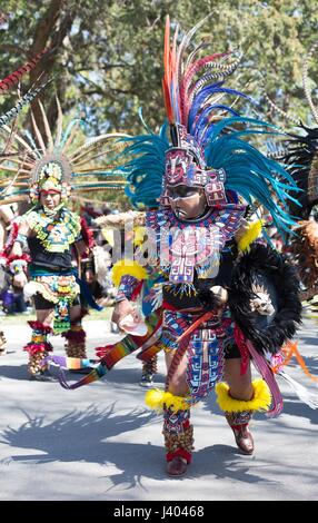 Dancers in traditional Aztec costume at the Mayday parade in ...