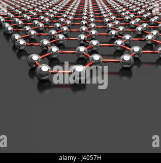 3D Rendering of Graphene Structure on Dark Surface Stock Photo