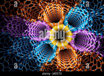 3D Rendering of Bunch of Color Nanotubes Stock Photo