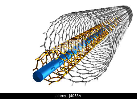 Straight Carbon Nanotubes, White and Orange Tubes Stock Photo