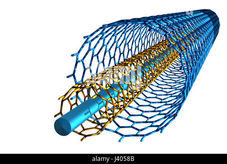 Straight Carbon Nanotubes, Blue and Orange Tubes Stock Photo