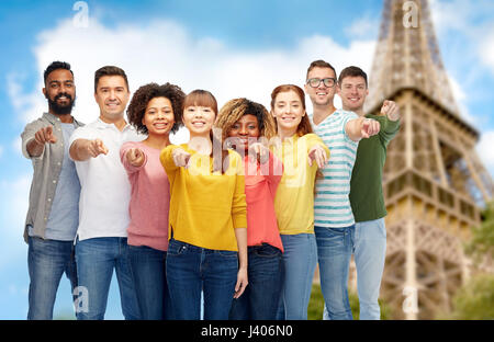 international group of people pointing on you Stock Photo