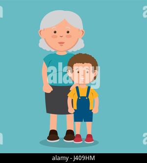 Elder and kid icon. Stock Vector