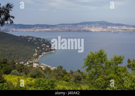 View towards Istanbul cityscape from a top of Buyukada Island,  Princess Islands, Istanbul, Turkey Stock Photo