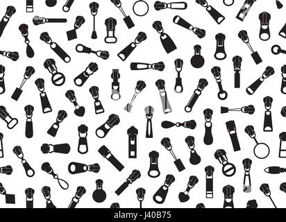 Seamless zipper pullers background isolated on white Stock Vector