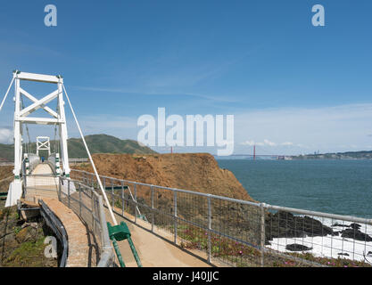 Bridge leading to the lighthouse at Point Bonita Marin County Stock Photo