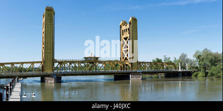 Tower Bridge Gateway across Sacramento River in California Stock Photo