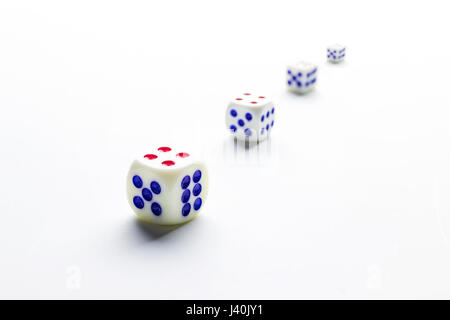 Playing cubes in perspective on white background Stock Photo