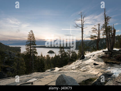 Emerald Bay on Lake Tahoe with Lower Eagle Falls Stock Photo